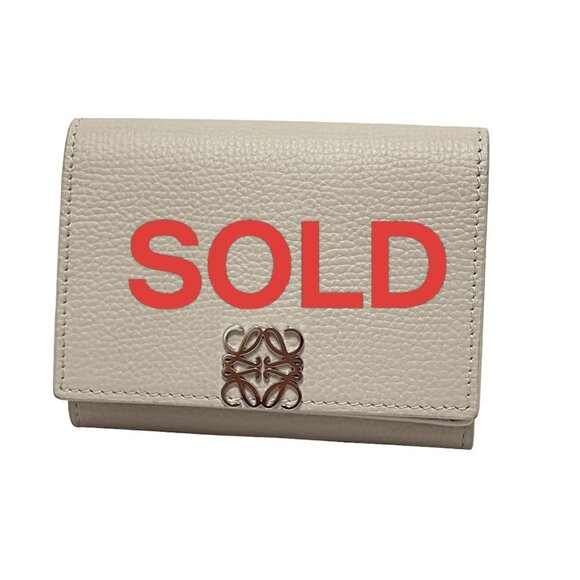 LOEWE - Beige Leather Trifold Wallet 356-061325 - Picture 1 of 5